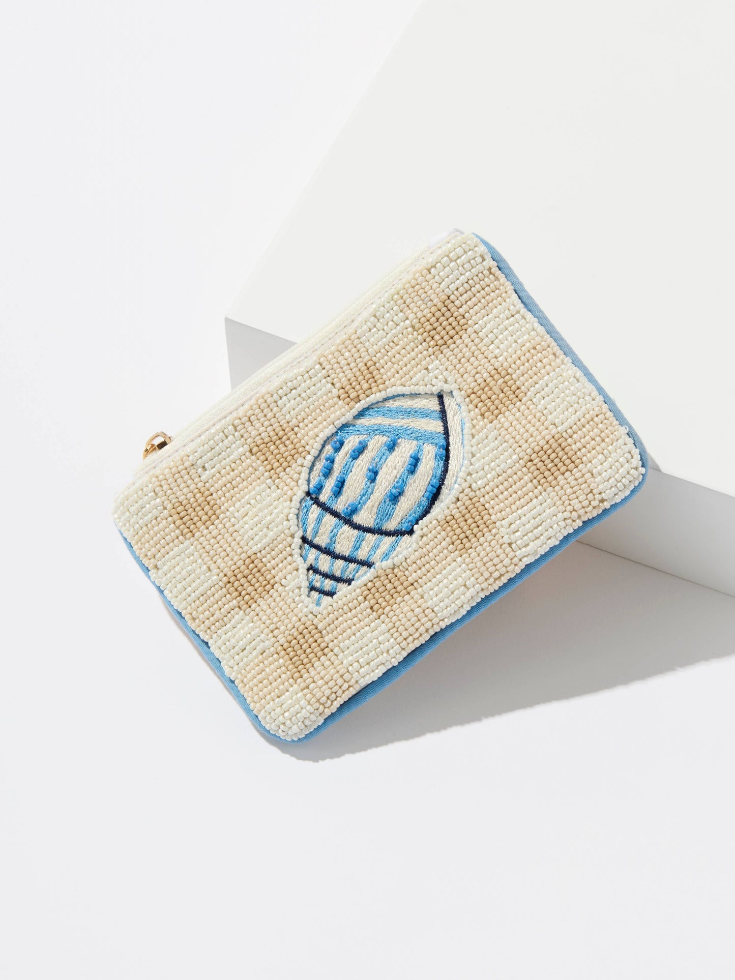 MARÉE BEADED COIN POUCH,BEIGE