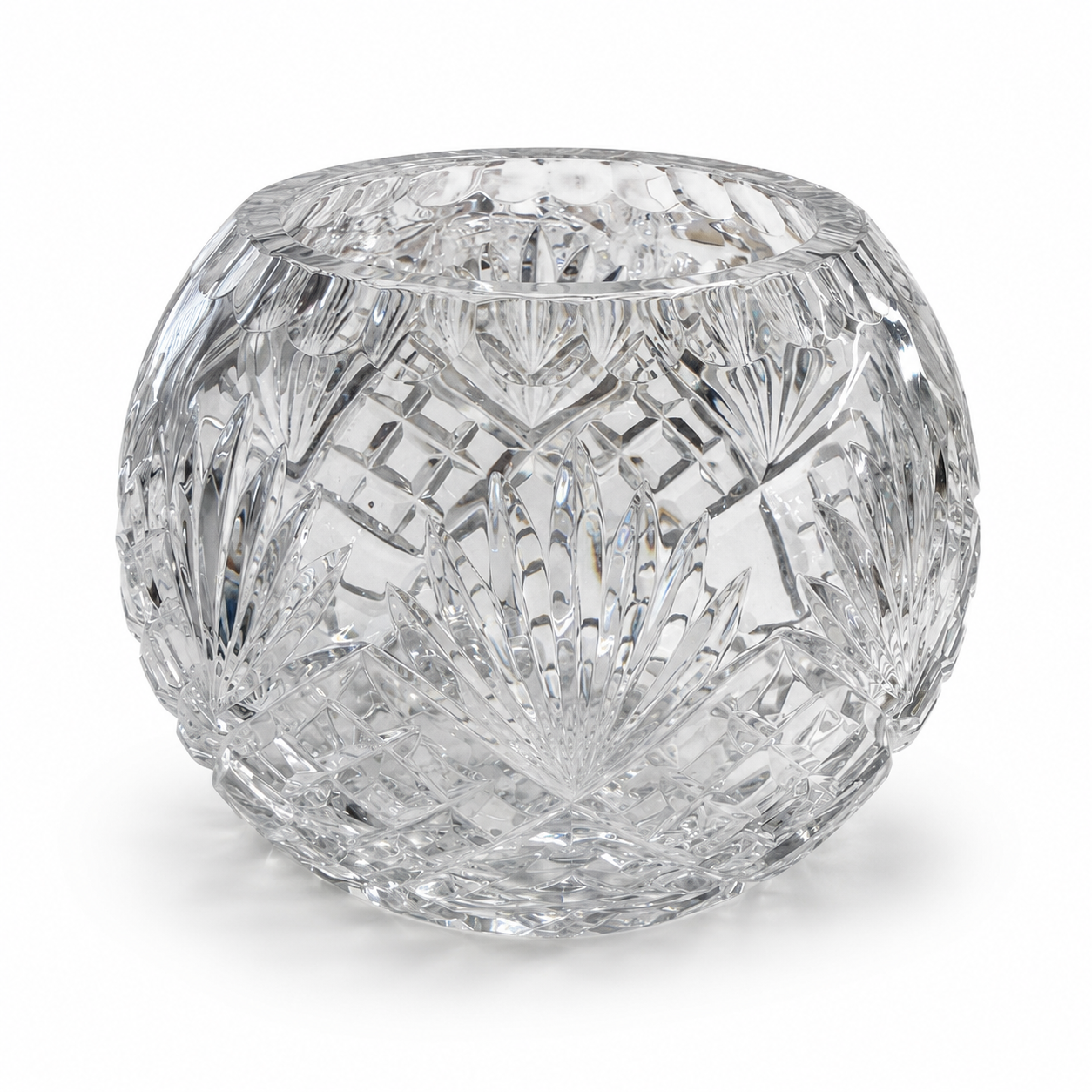 Vintage Large Cut-Crystal Rose Bowl