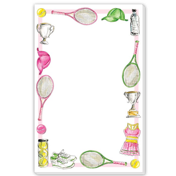Pink Tennis Icons Border Notepad