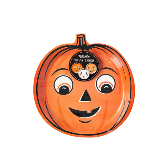 Vintage Halloween Pumpkin Shaped Paper Plate
