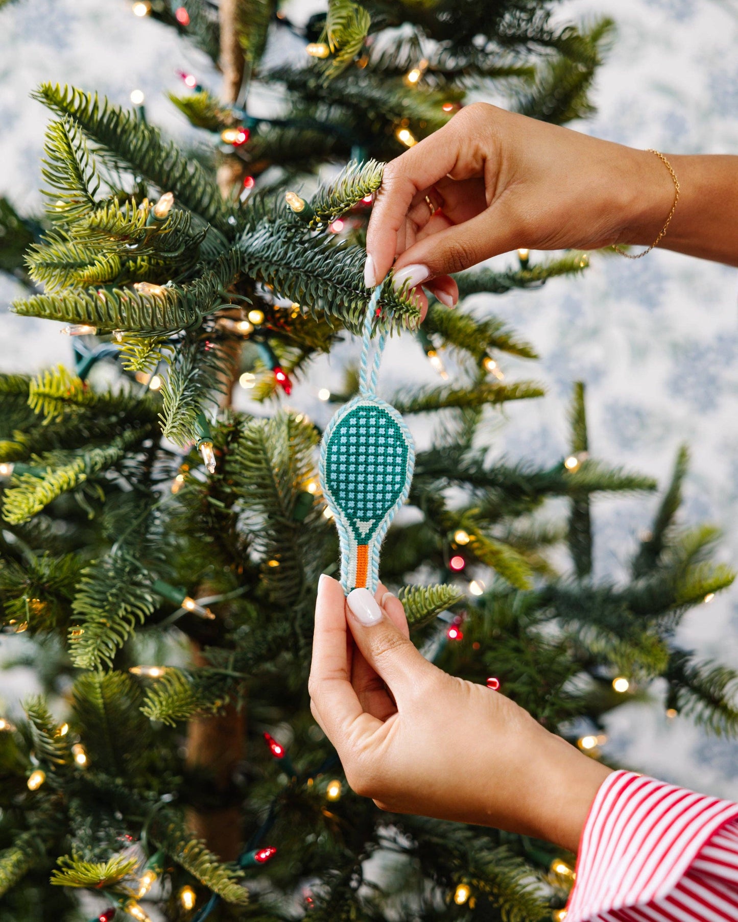 Tennis Racket Needlepoint Ornament