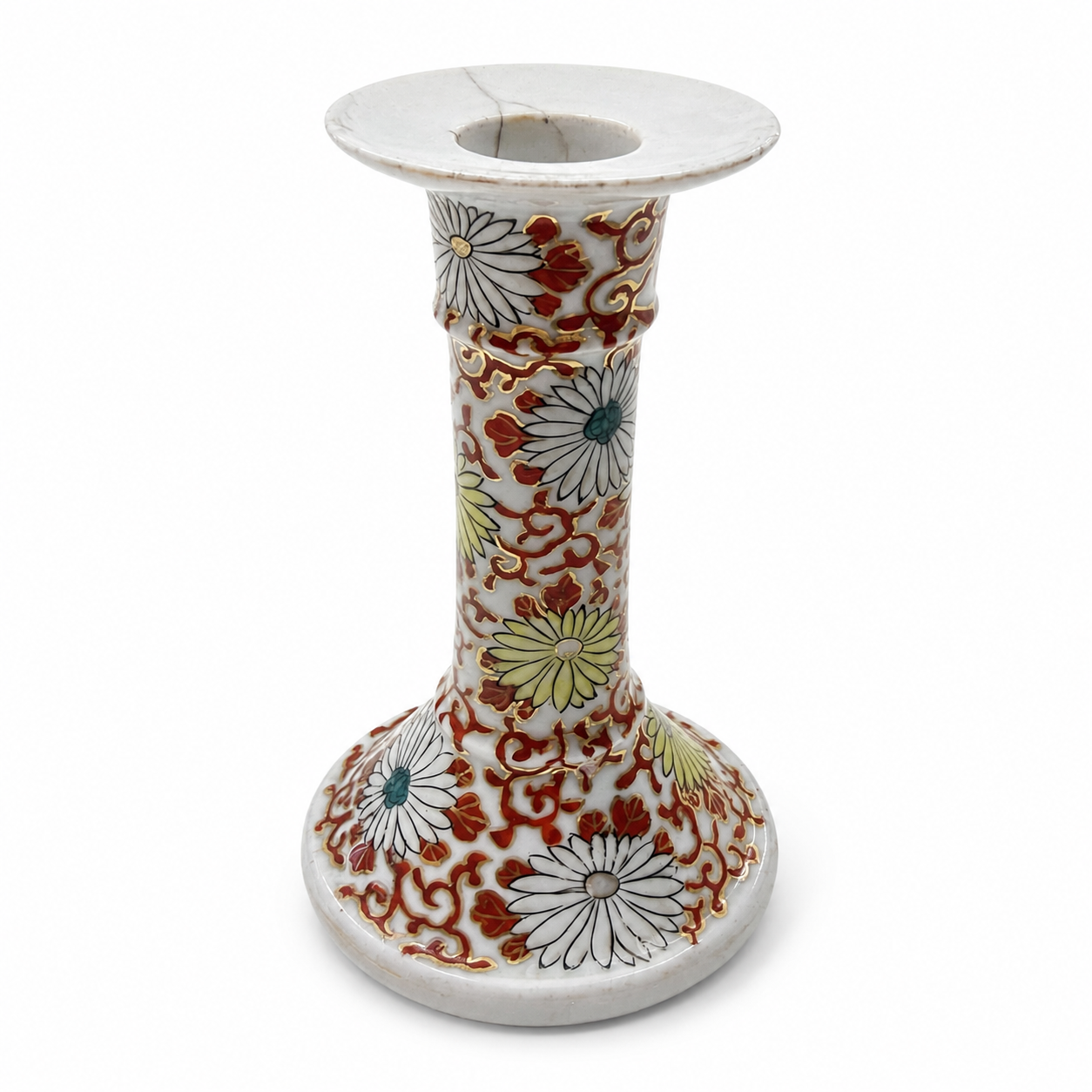 Vintage Japanese Floral Porcelain Candlestick