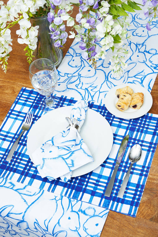 Easter Bunny & Blue Plaid Napkin