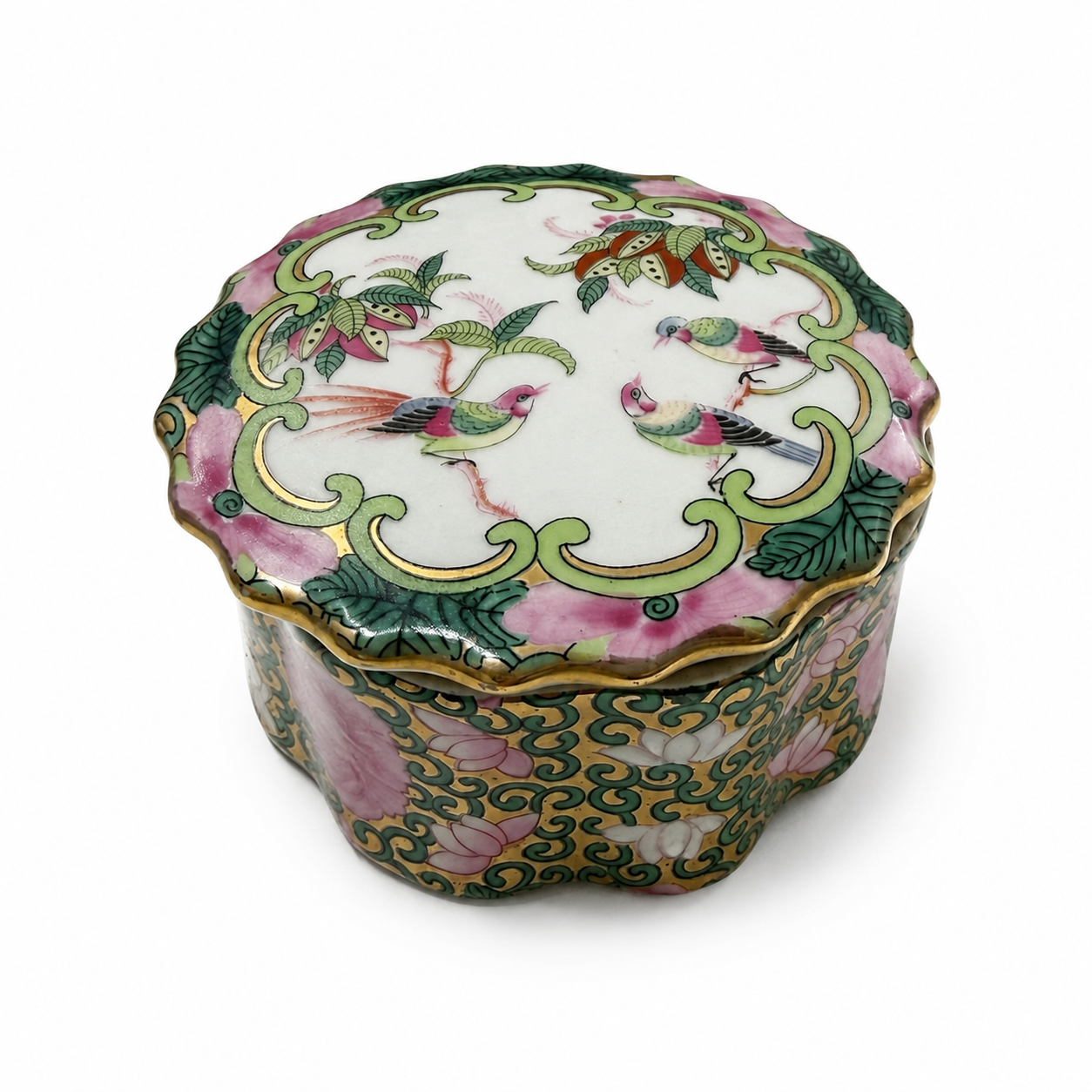 Vintage Chinese Export-Style Bird Trinket Box