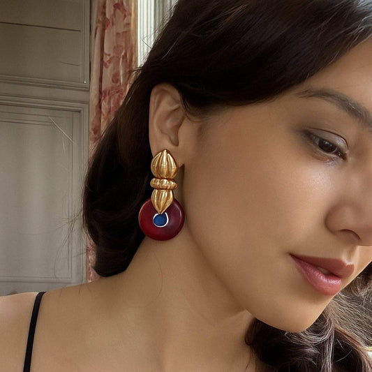 Gold Drop Earring With Pink Tourmaline