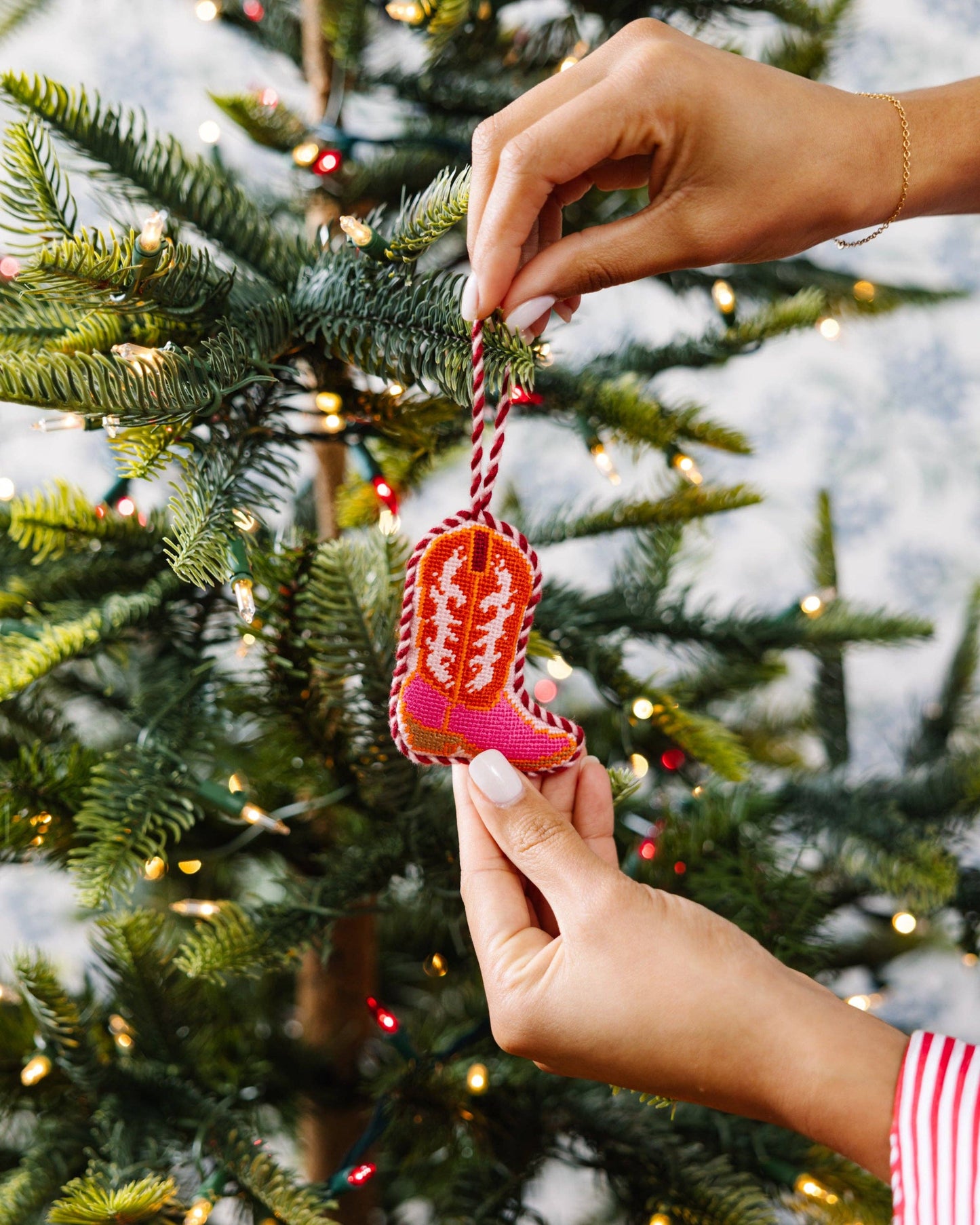 Needlepoint Icon Ornament - Cowboy Boot