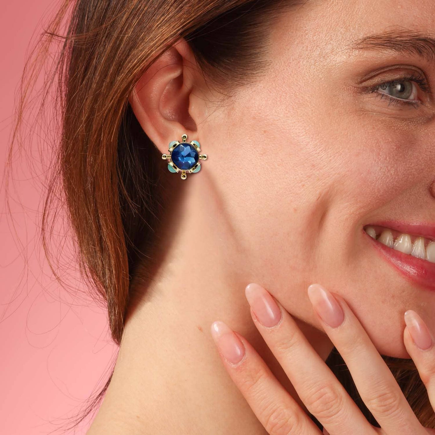 Sapphire and Blue Chalcedony Sputnik Earrings