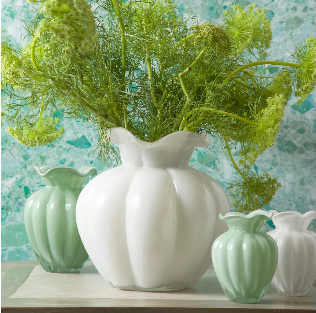 Glass Petal Small Pistachio Vase