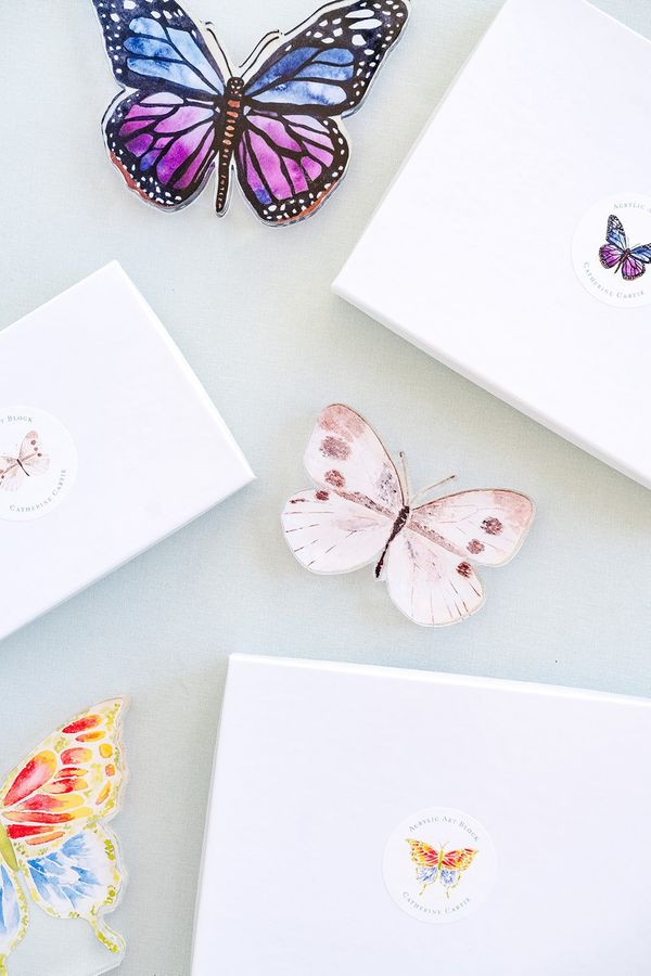 Neutral Butterfly Acrylic Art Block