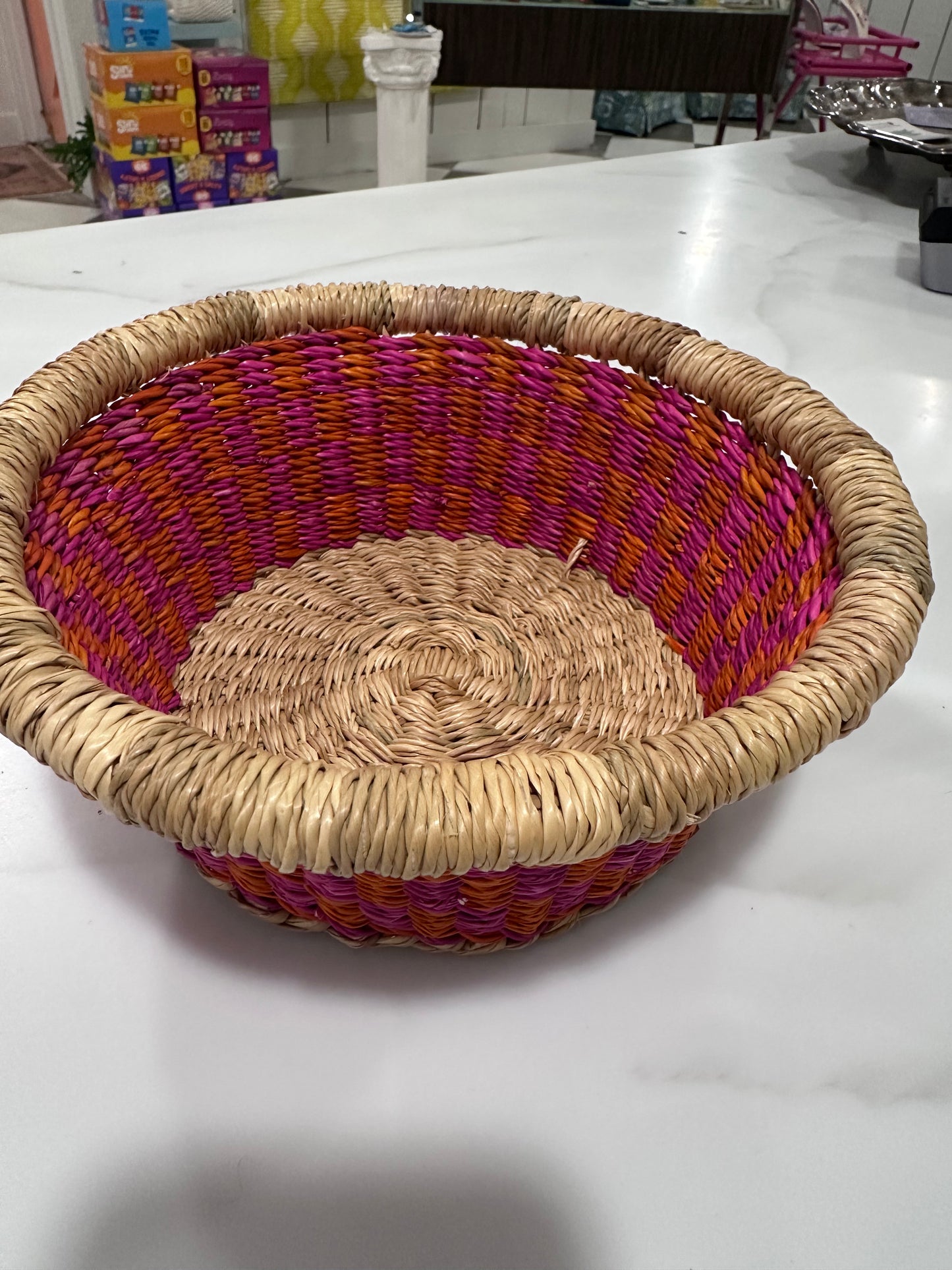 Pink/Orange Gingham Basket