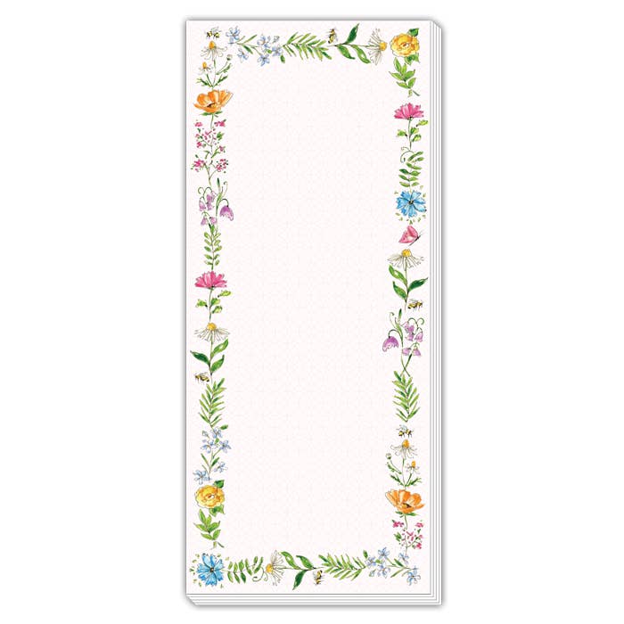 Spring Flower Border Skinny Notepad