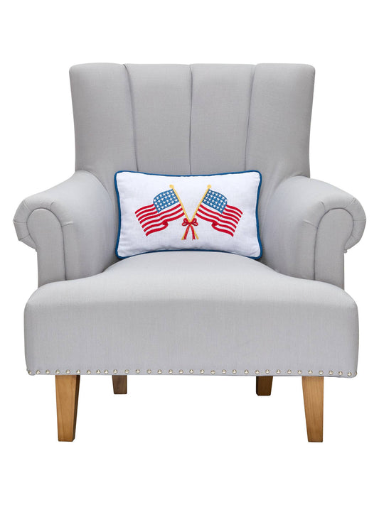 Crossed Flags Embroidered Pillow