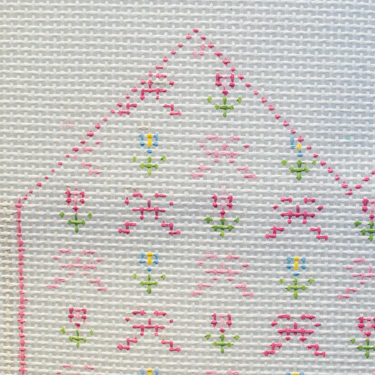 Floral and Bow Birthday Crown Hand Painted Needlepoint Canvas