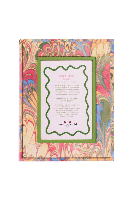 Hand-Marbled Picture Frame in Multicolor