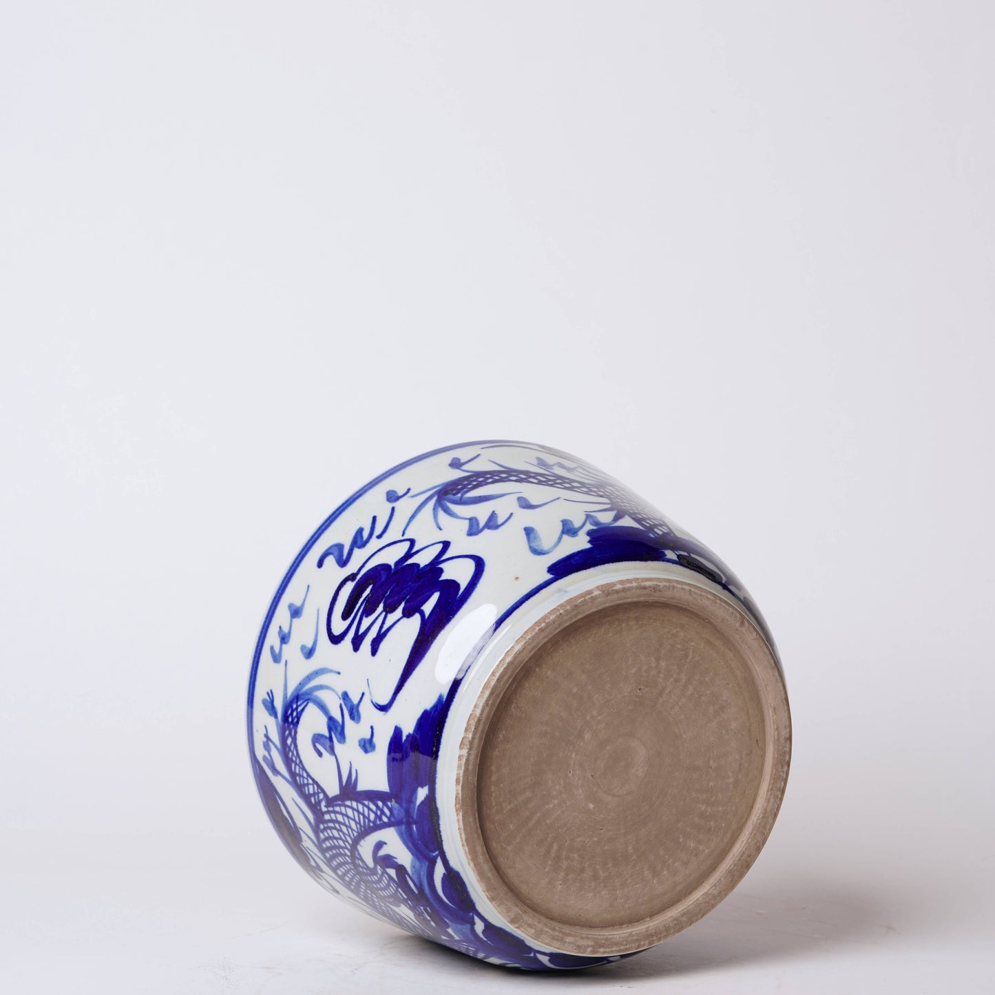 Medium Blue and White Hand Painted Dragon Cachepot