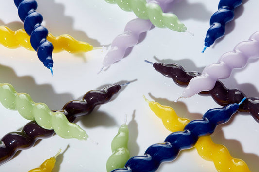 Navy Spiral Taper Candles