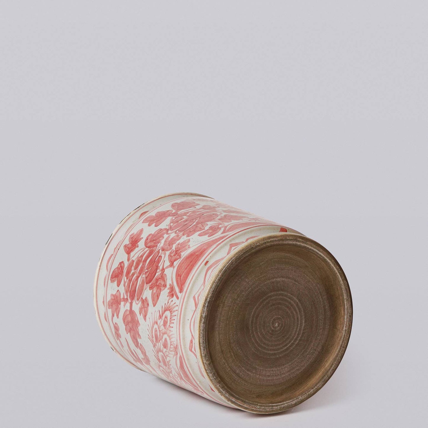 Peacock Red and White Porcelain Cachepot