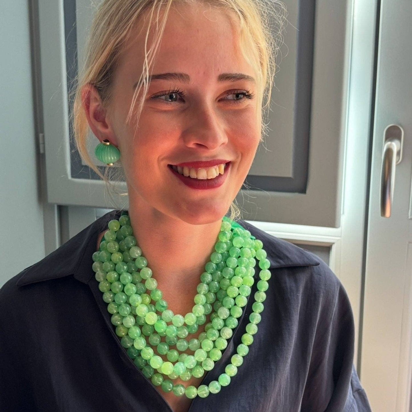 Luisa Carved Jade And Black Onyx Earrings