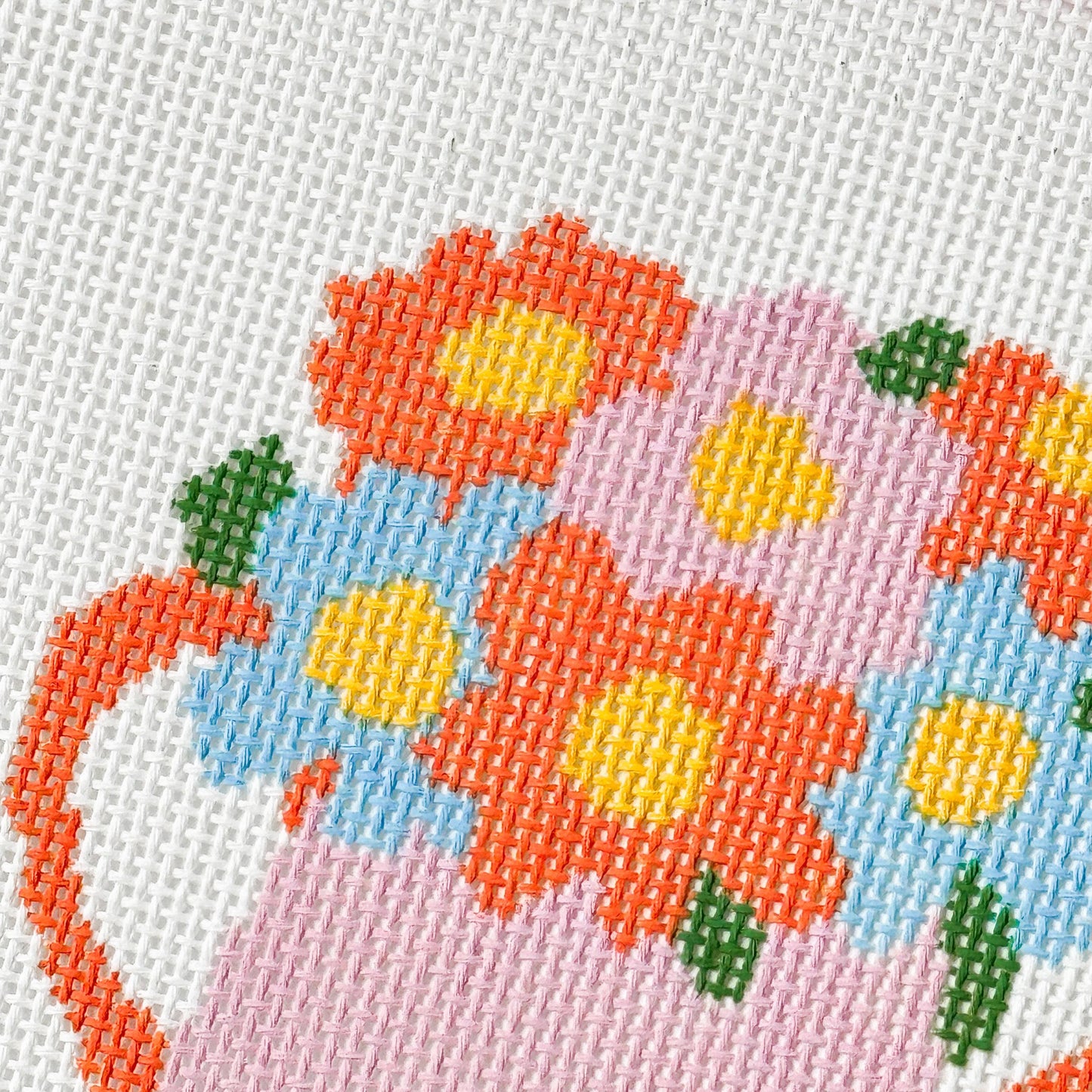 Flower Watering Can Spring Needlepoint Canvas 13 Mesh 5” Design