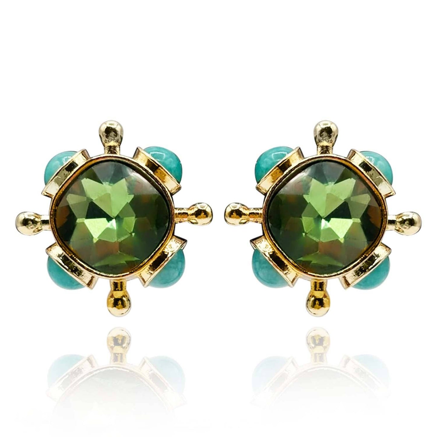 Peridot and Blue Chalcedony Sputnik Earrings