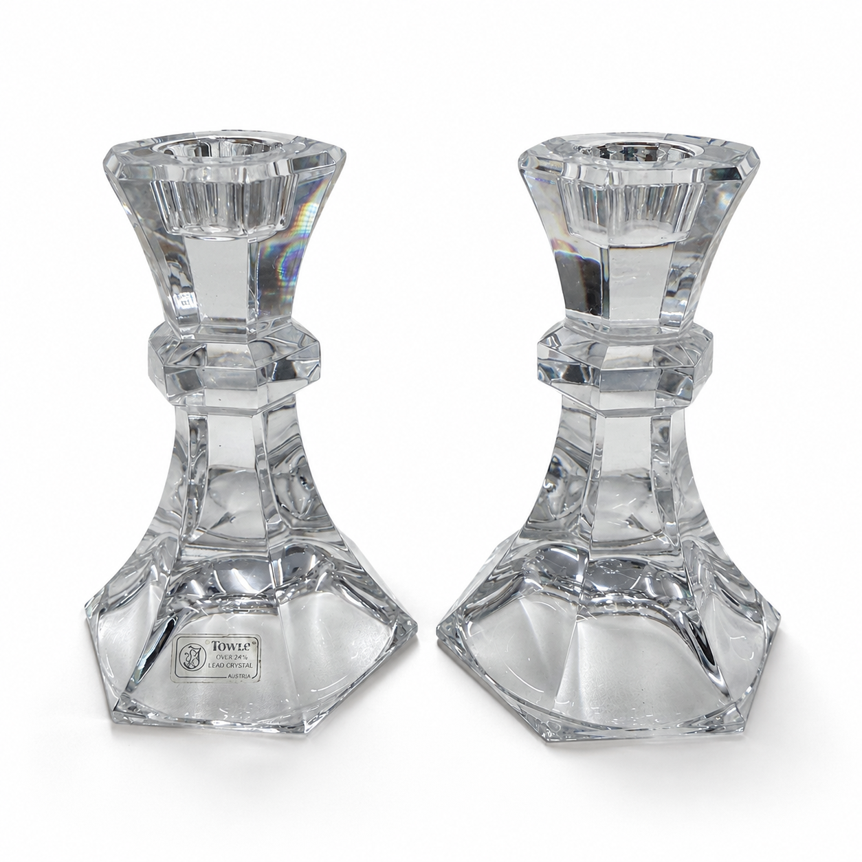 Towle Austrian Lead Crystal Candlesticks, Pair