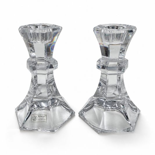 Towle Austrian Lead Crystal Candlesticks, Pair