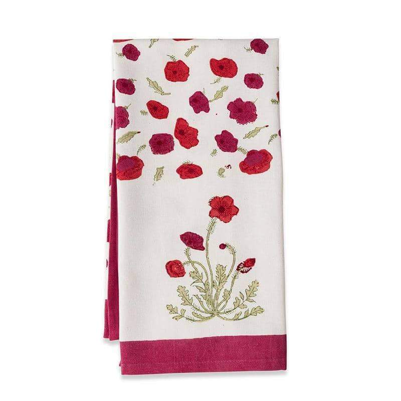 Poppies Red/Green Tea Towel