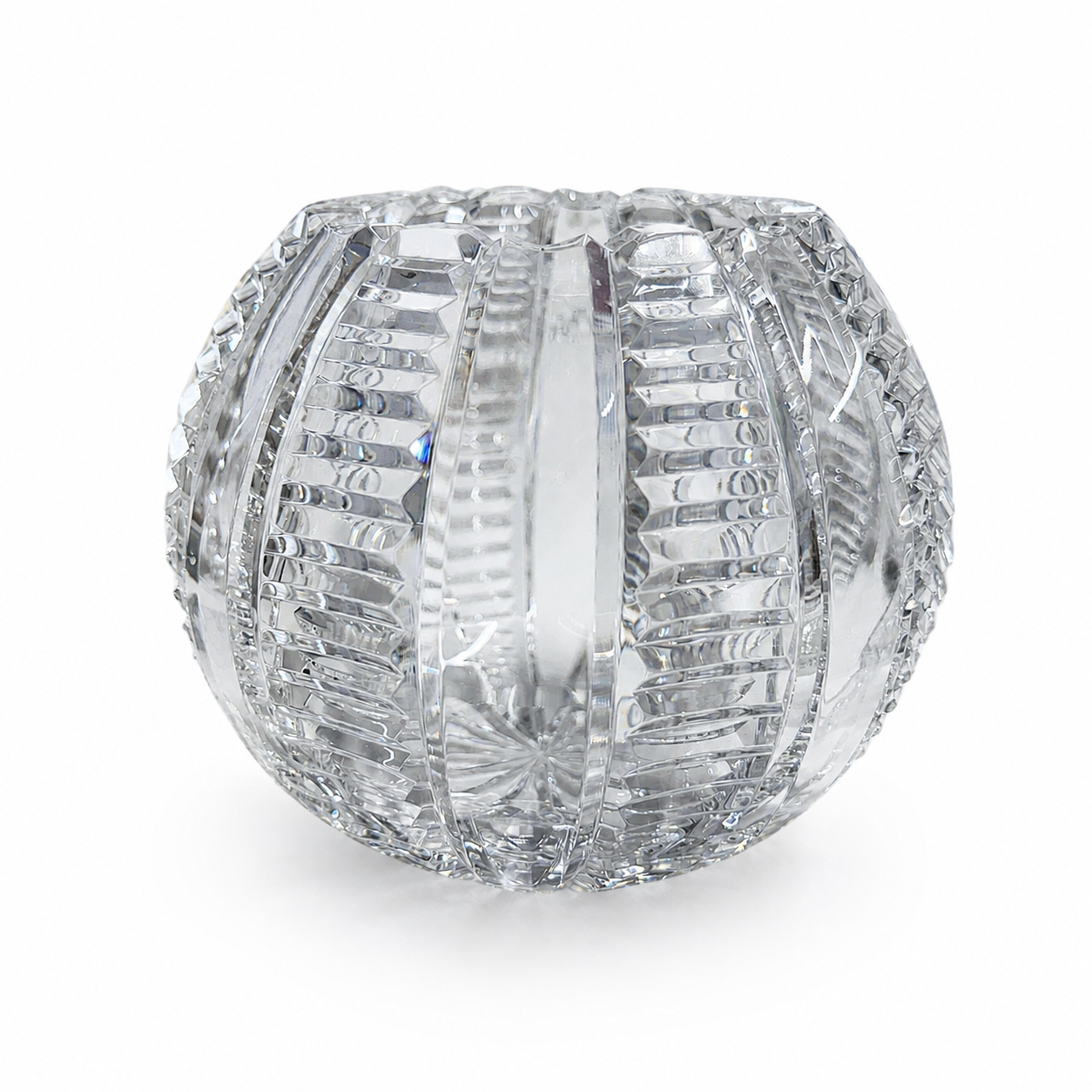 Vintage Ribbed Cut-Crystal Rose Bowl