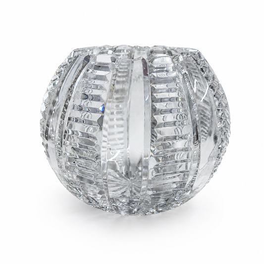 Vintage Ribbed Cut-Crystal Rose Bowl