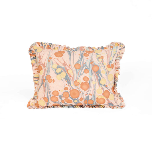 MARBLED RUFFLED CUSHION COVER - TWILIGHT BUBBLE