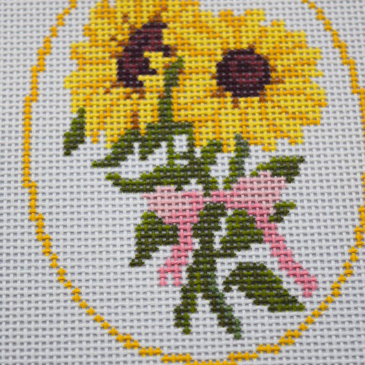 3rd Year Anniversary Sunflower Flower Series  Hand Painted Needlepoint Canvas