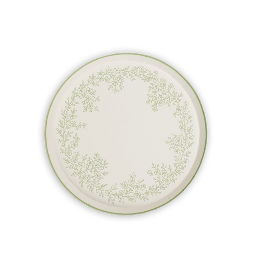 Floral Elegance Sage Dessert Plates