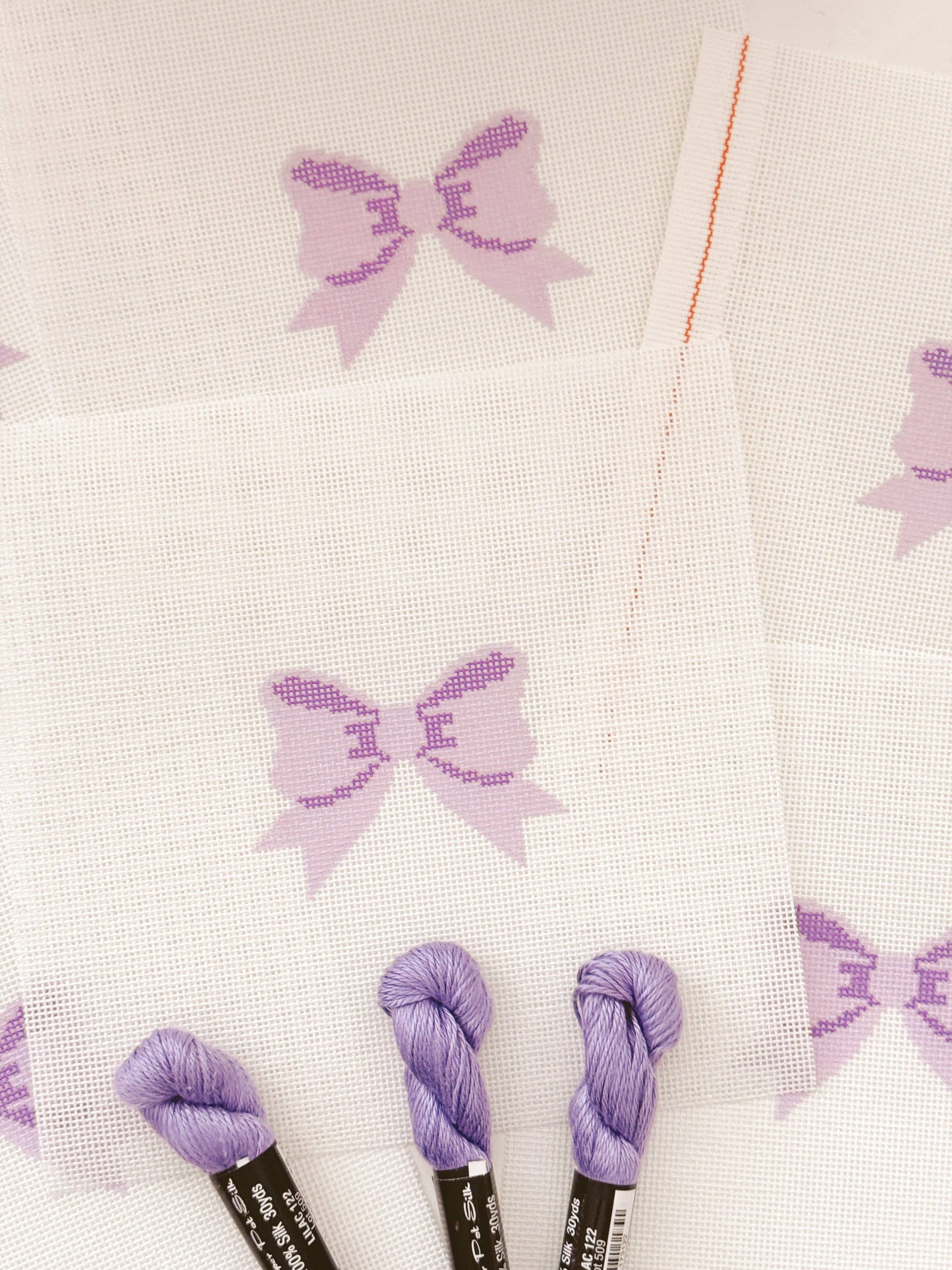 Purple Bow Coquette Needlepoint Canvas, 18 Mesh, 2"x3” Bow