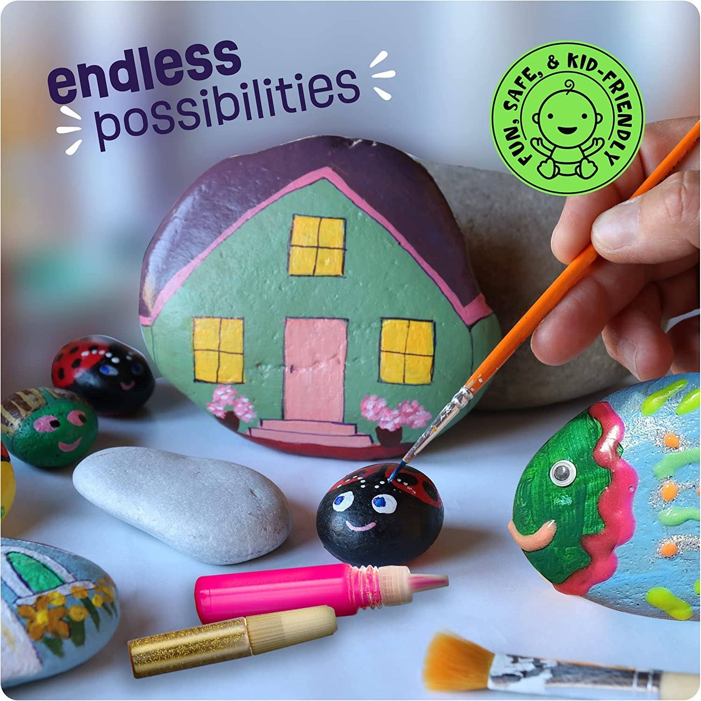 Kids Rock Painting Kit - Glow in The Dark