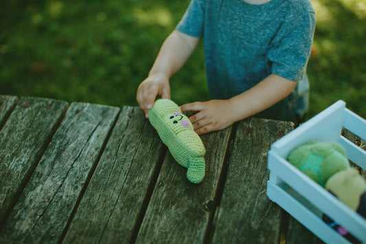 Green Peapod Baby Rattle