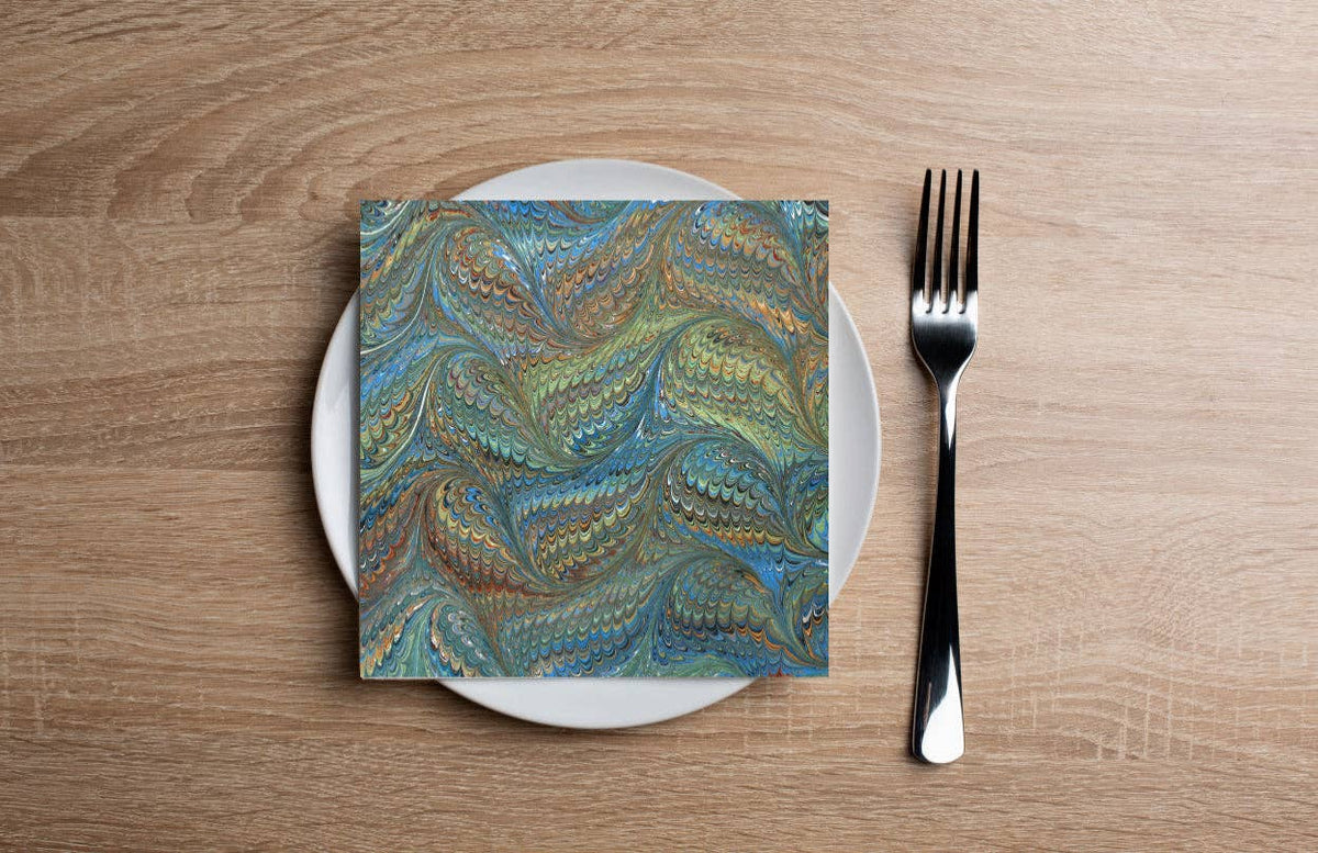 Marble Wallpaper Water Cocktail Napkin