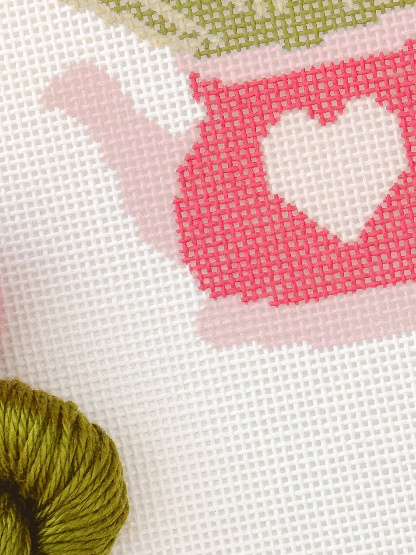 Heart Flower Teapot Needlepoint Canvas, 3”x4", 18 Mesh