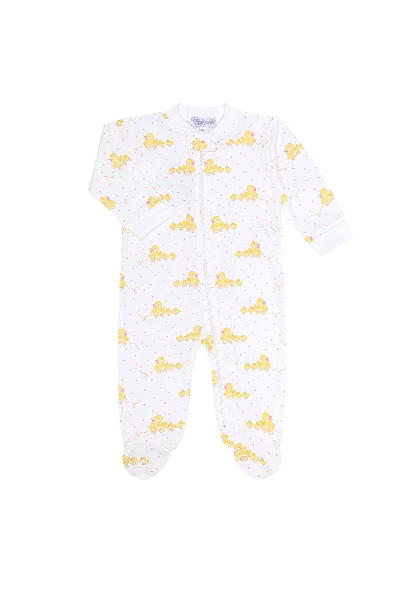 Pink Ducks Zipper Footie