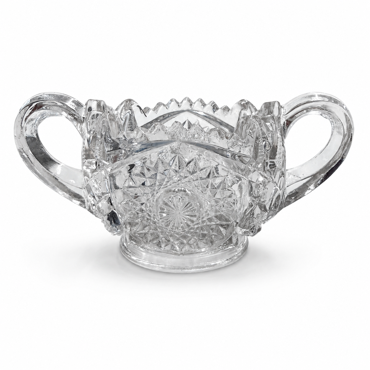 Vintage Two-Handled Pressed-Glass Basket