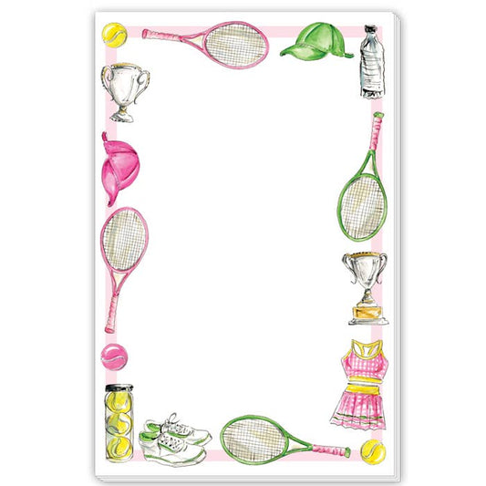 Pink Tennis Icons Border Notepad