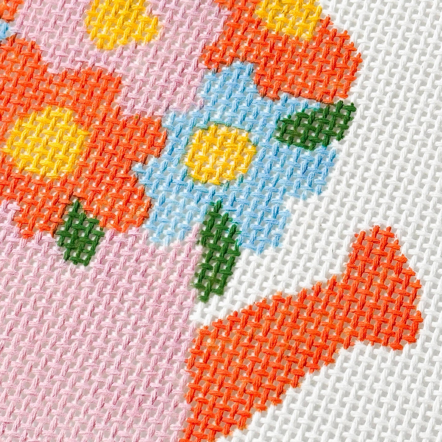 Flower Watering Can Spring Needlepoint Canvas 13 Mesh 5” Design