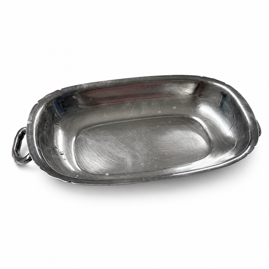 Vintage Silver-Tone Handled Serving Dish