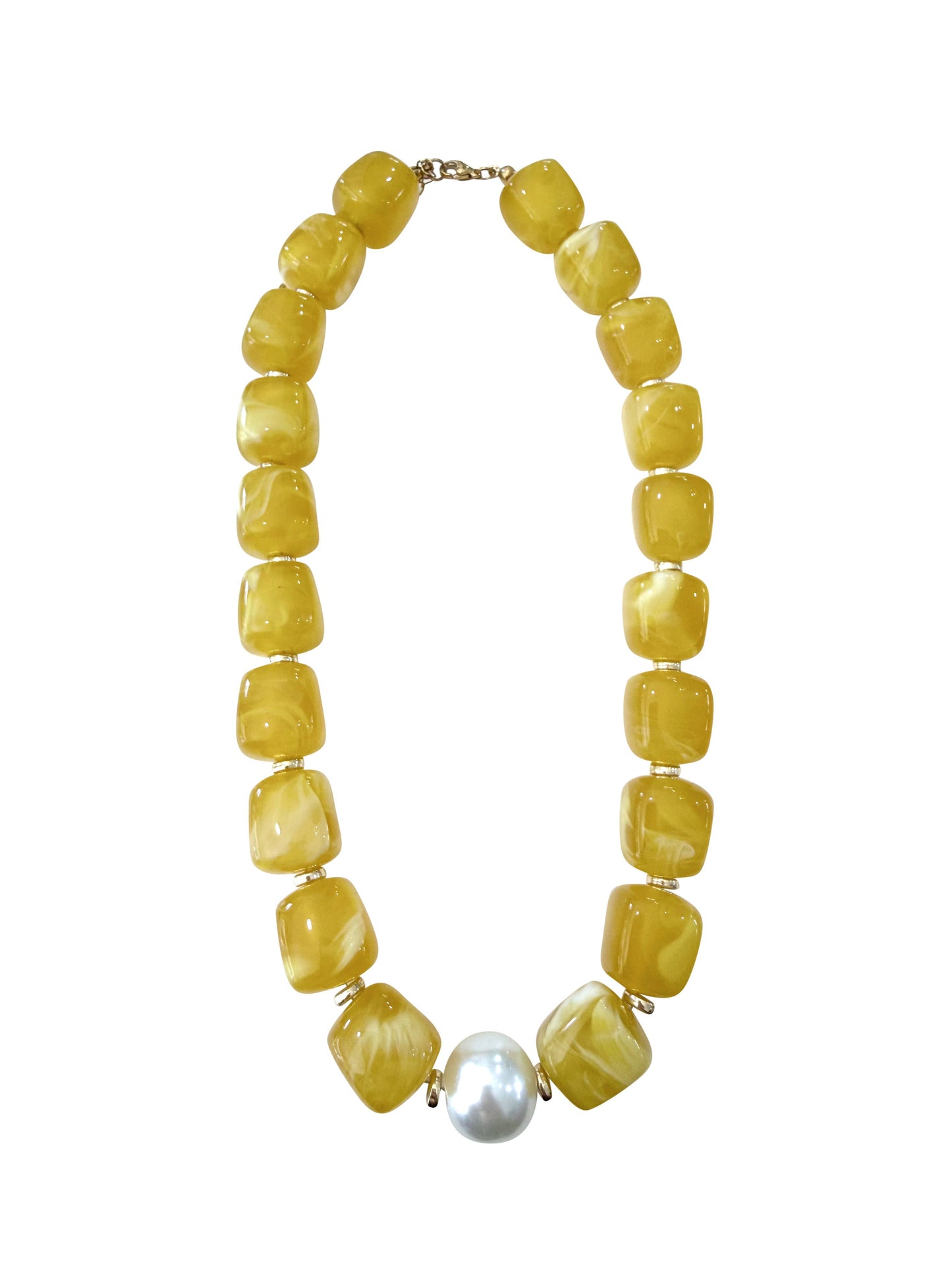 Paula Chunky Beaded Pearl Necklace - Yellow
