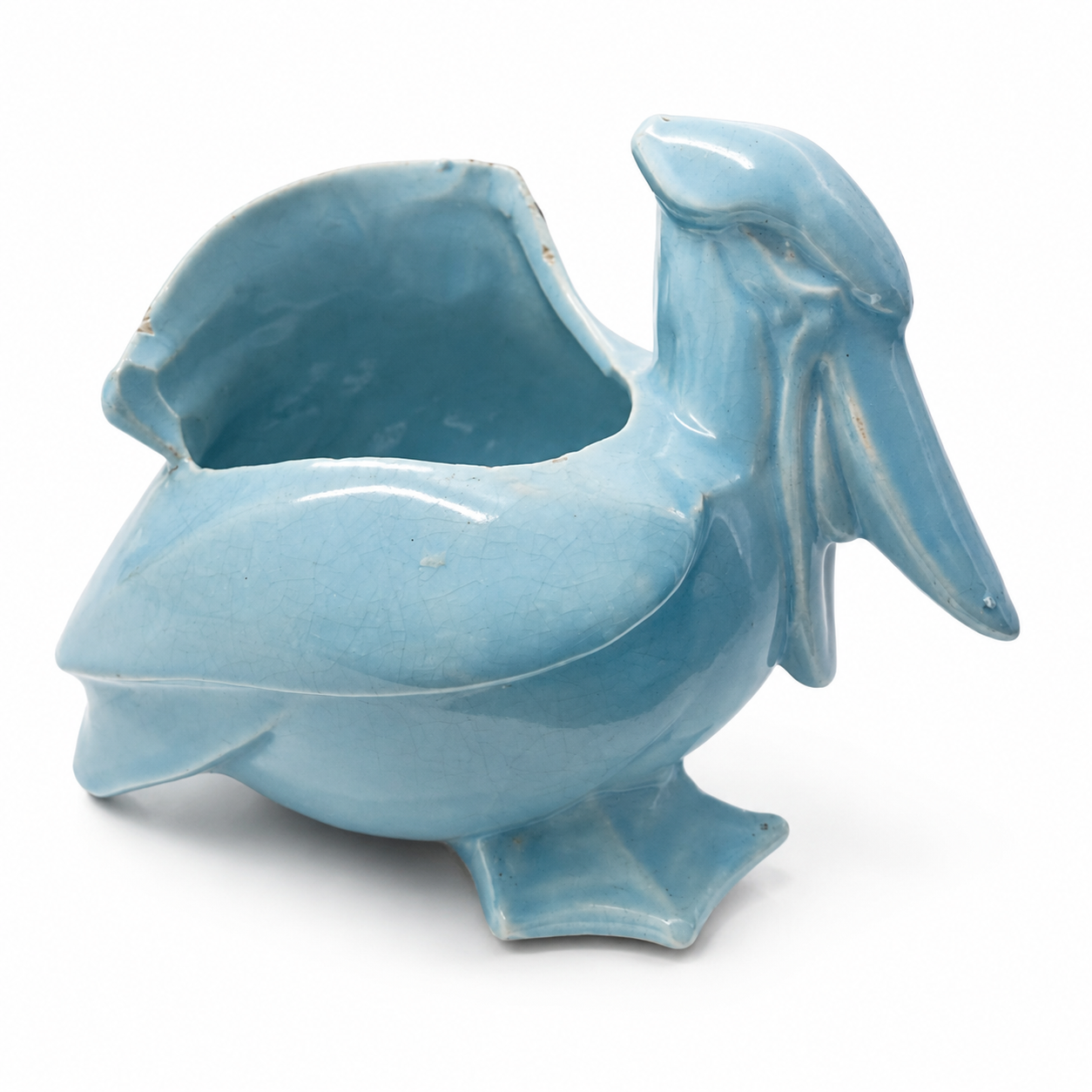 Vintage Aqua Ceramic Pelican Planter