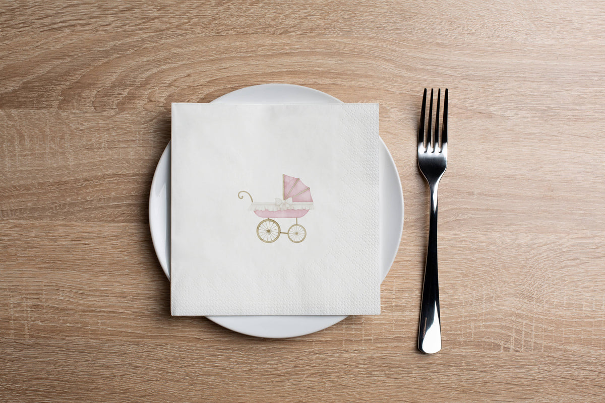 Pink Baby Carriage Cocktail Napkin