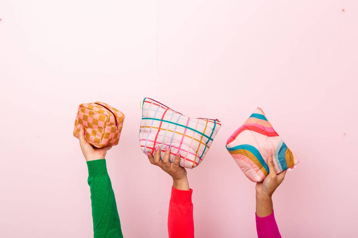 Pretty Plaid Puffy Tweedle Dum Makeup Pouch