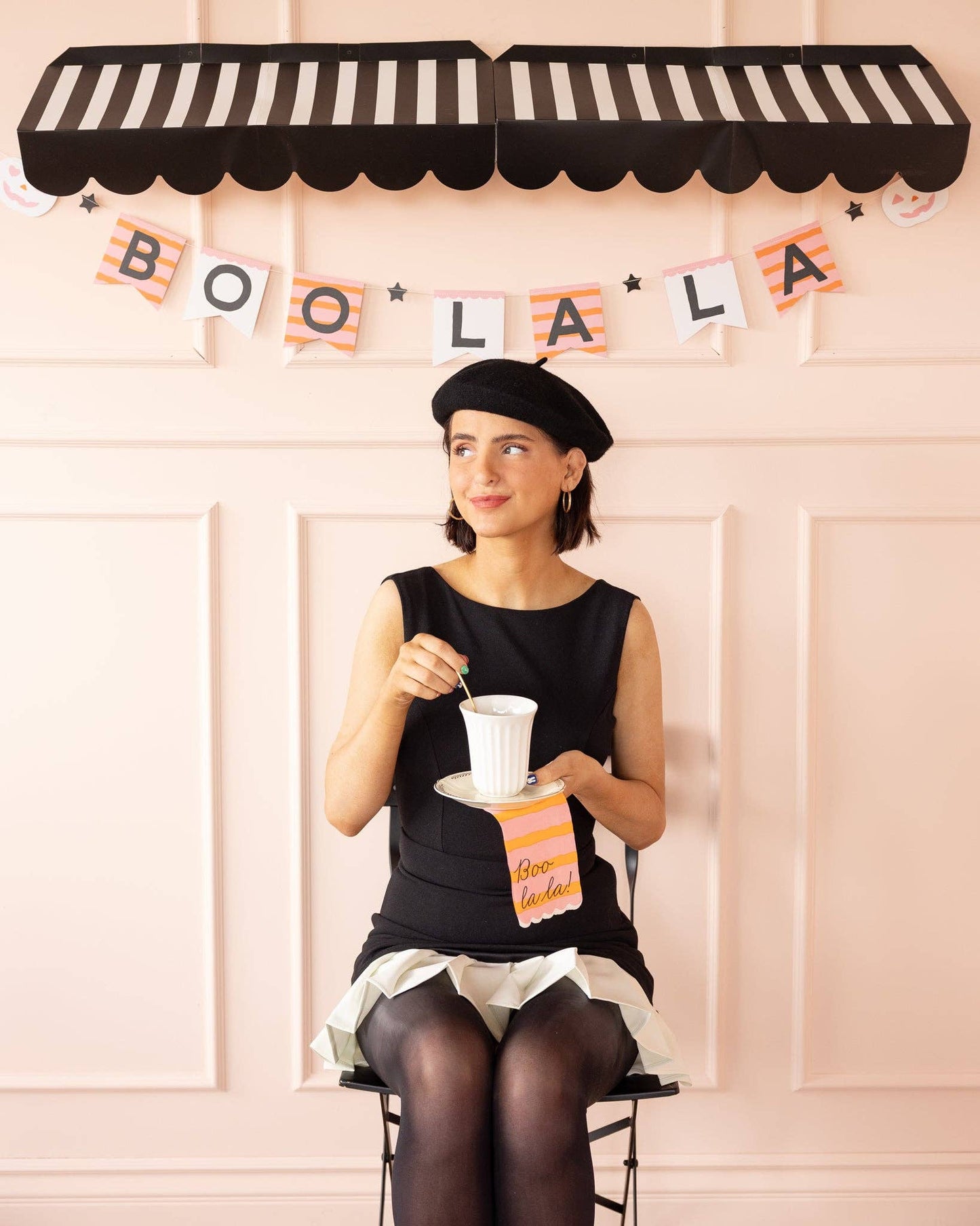 Boo La La Dinner Napkin (Pink & Orange)