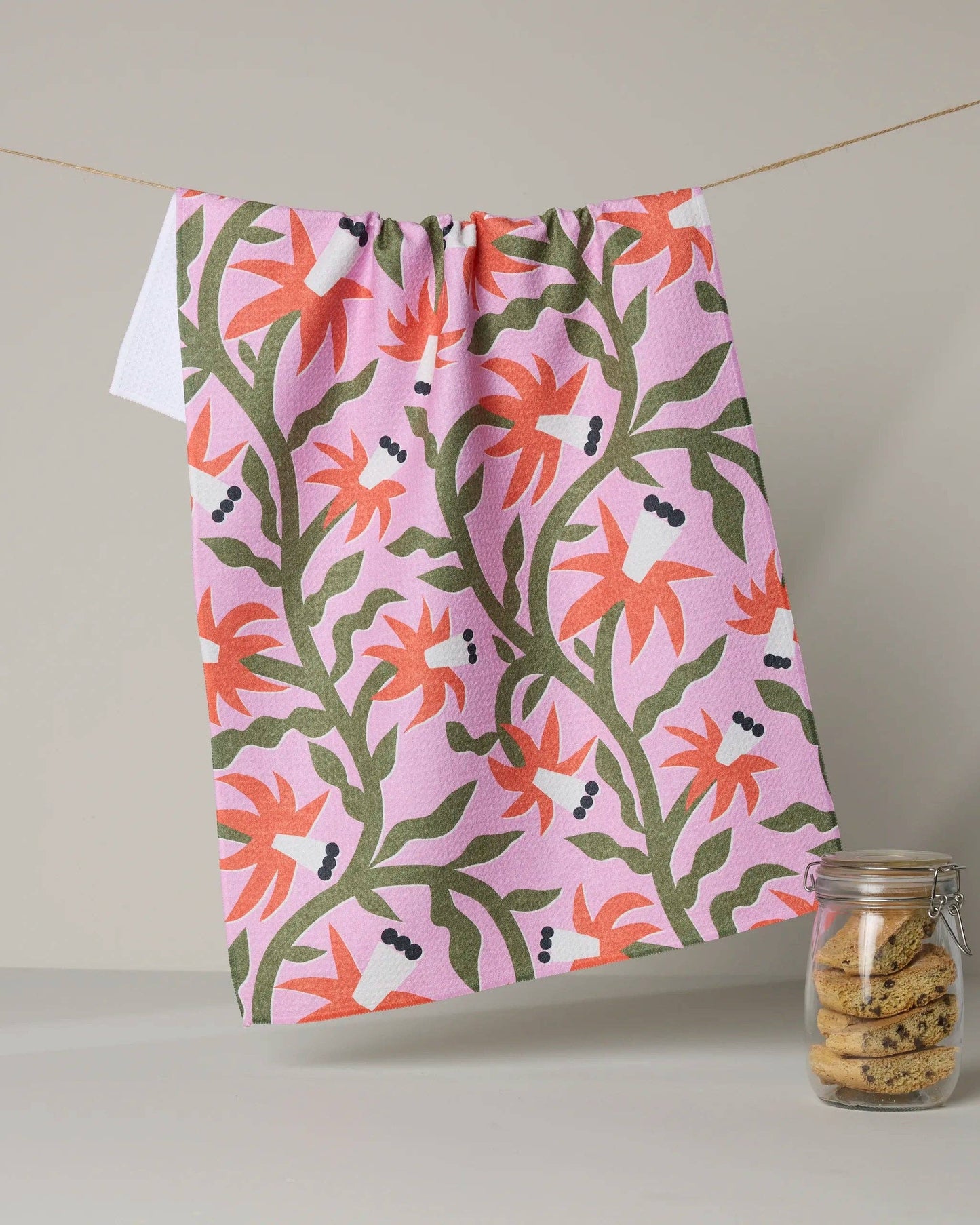 Geometry - Graphic Flowers Tea Towel