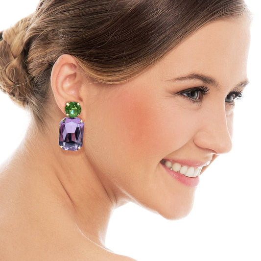 Light Amethyst And Peridot Drop Earrings