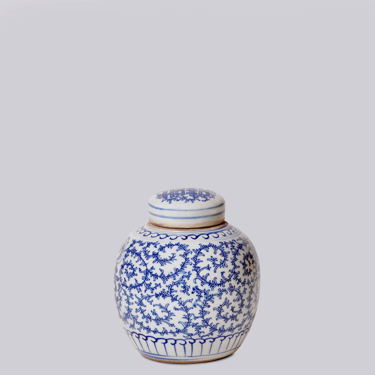 Blue and White Porcelain Scrolling Peony Round Storage Jar